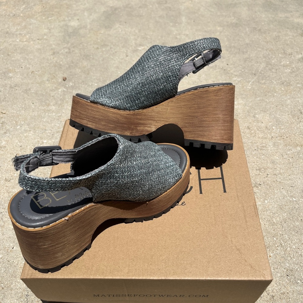 Beach by Matisse Woody Platform Wedge Sandal Gray Chunky Sole